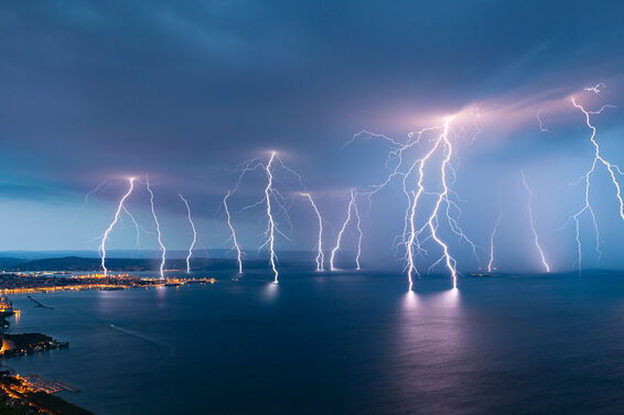 lightning storm over water